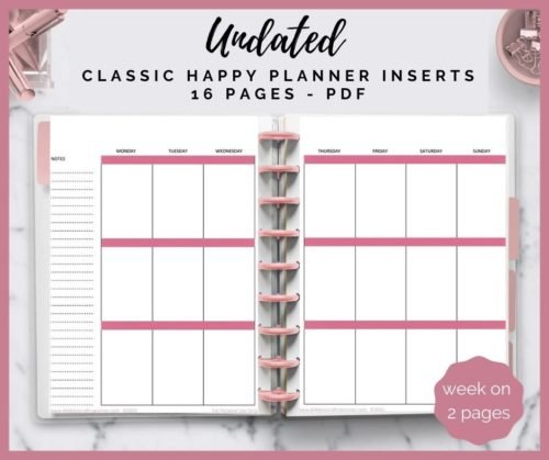 Un-dated Monthly/Weekly Classic Happy Planner Inserts